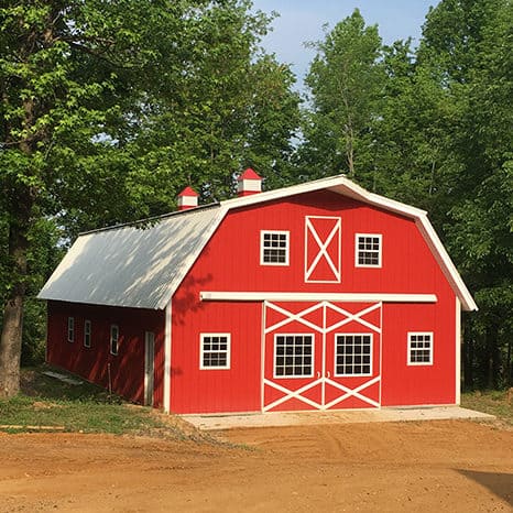 Sanders Construction LLC and Remodeling red sheet metal barn